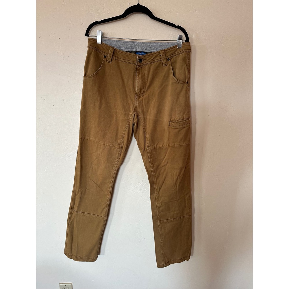 Kavu Mens 32 Brown Reinforced Knee Outdoor Hiking Utility Pants Tobacco Twill